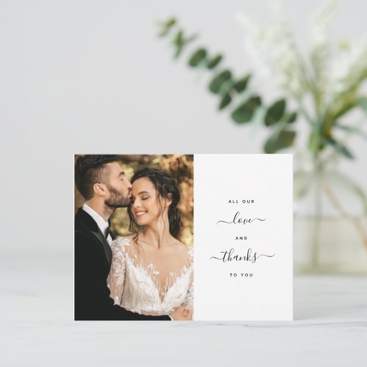 Al ons Liefde Modern script Hartelijk dank voor he Briefkaart (Staand voorkant)