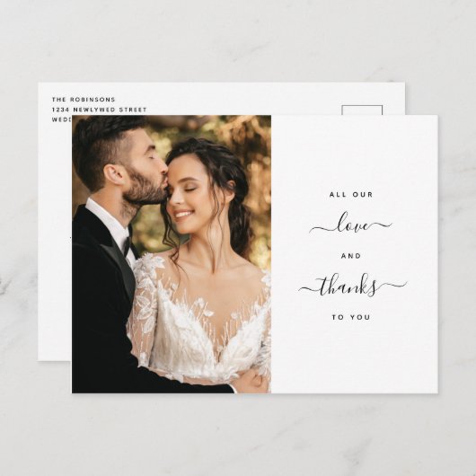 Al ons Liefde Modern script Hartelijk dank voor he Briefkaart (Voorkant / Achterkant)