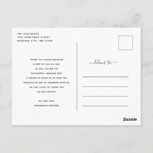 Al ons Liefde Modern script Hartelijk dank voor he Briefkaart (Achterkant)