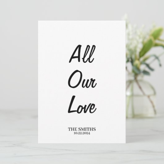 Al onze liefde bedankkaart - eenzijdig voor notiti (Staand voorkant)