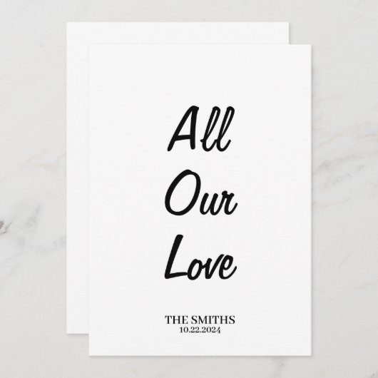Al onze liefde bedankkaart - eenzijdig voor notiti (Voorkant / Achterkant)