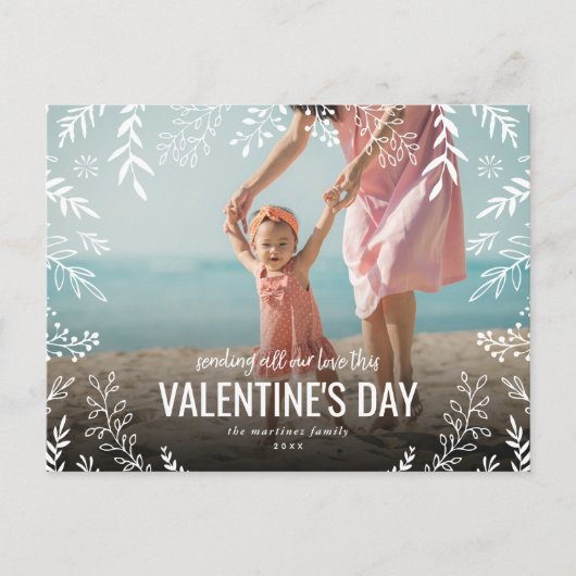 Al onze Liefde Botanische Bekleding Foto Valentijn Feestdagenkaart (Voorkant)