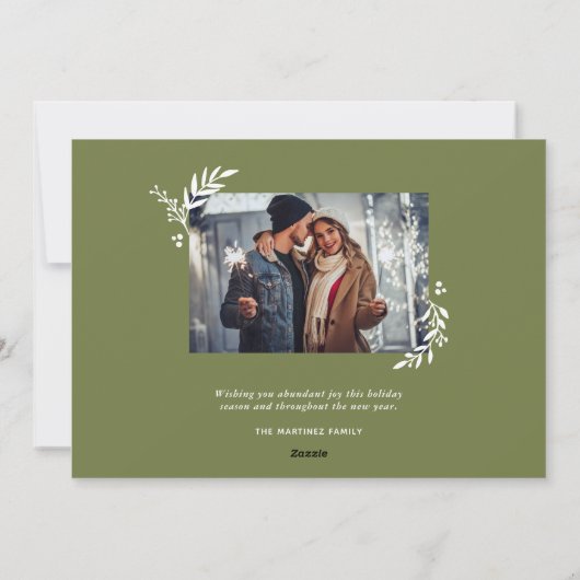 Al onze liefdesfoto met botanische overlay feestdagenkaart (Achterkant)