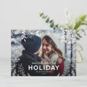 Al onze liefdesfoto met botanische overlay feestdagenkaart (Staand voorkant)