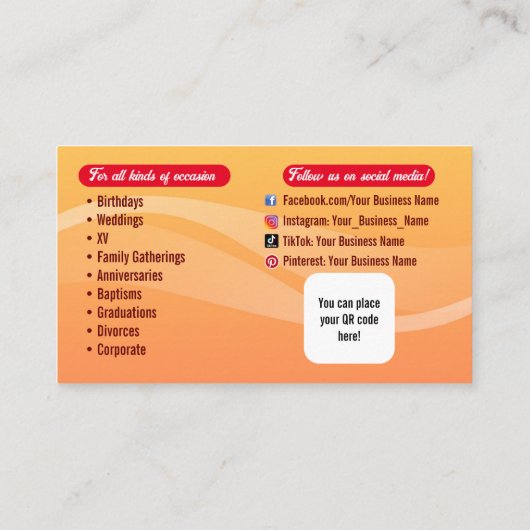 Al pastor Tacos Visitekaartjes (Achterkant)