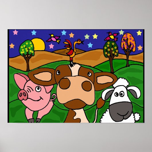 AL- Poster voor de folkkunst van wilde dieren (Voorkant)