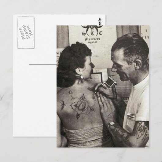 Al Shieferly tattoos Roos Briefkaart (Voorkant / Achterkant)