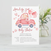 Al snel schattige roze teddybeer kleine chauffeur kaart (Staand voorkant)