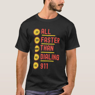 Al sneller dan het Draaien 911 Bullet Caliber Gage T-shirt
