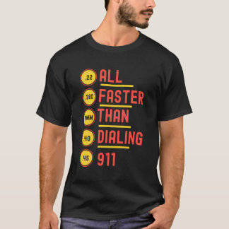 Al sneller dan het Draaien 911 Bullet Caliber Gage T-shirt