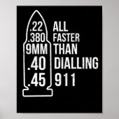 Al sneller dan het Draaien van 911 Pistool munitie Poster (Voorkant)