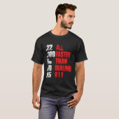 Al sneller dan het Draaien van het Pistool 911 Cop T-shirt (Voorkant volledig)