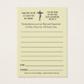 Al SoulDay Memorial Masses overleden Heilige Kaart (Achterkant)