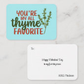 Al Thyme Favorite Funny Pun Cute Valentijnsdag Notitiekaartje (Voorkant / Achterkant)