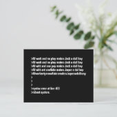 Al werk en geen spel briefkaart (Staand voorkant)