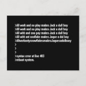 Al werk en geen spel briefkaart (Voorkant)