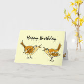 AL- Wren Happy Birthday Kaart (Gele Bloem)