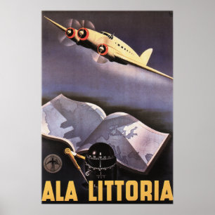 ALA LITTORIA Airlines Italië Retro Travel Poster A