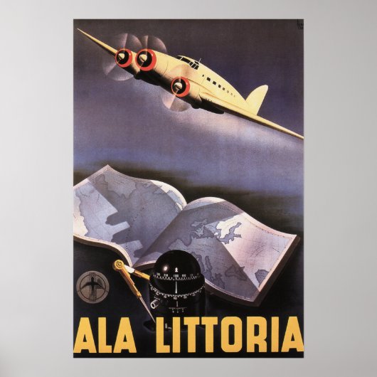ALA LITTORIA Airlines Italië Retro Travel Poster A (Voorkant)