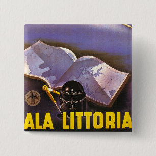 Ala Littoria Vierkante Button 5,1 Cm