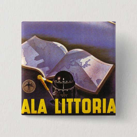 Ala Littoria Vierkante Button 5,1 Cm (Voorkant)