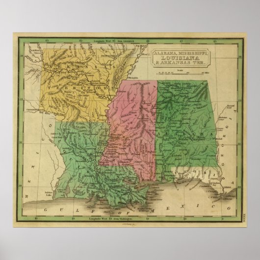 Ala, Miss, La, Ark Poster (Voorkant)