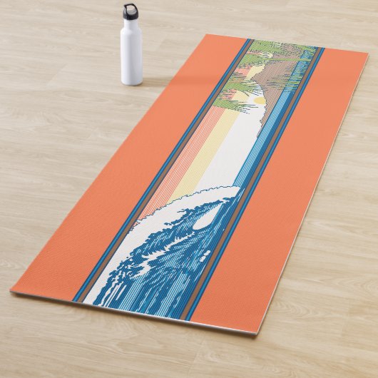 Ala Moana Diamond Head Hawaiian Sunset - Tangerine Yogamat (In situ)