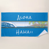 Ala Moana Diamond Head Hawaiian Surf Sign - Blauw Strandlaken (Voorkant)