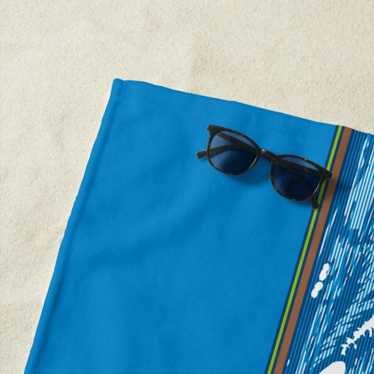 Ala Moana Diamond Head Hawaiian Surf Sign - Blauw Strandlaken (In situ)