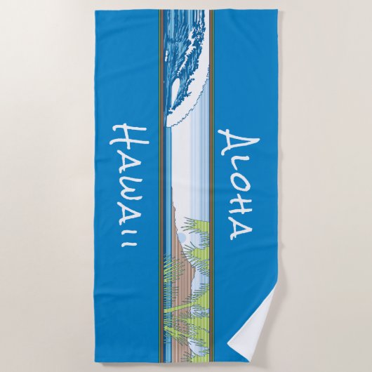 Ala Moana Diamond Head Hawaiian Surf Sign - Blauw Strandlaken (Voorkant)