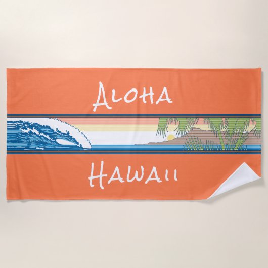 Ala Moana Diamond Head Hawaiian Surf Sign - Oranje Strandlaken (Voorkant)