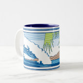 Ala Moana Diamond Head Hawaiian Surf Sign Tweekleurige Koffiemok (Voorkant links)