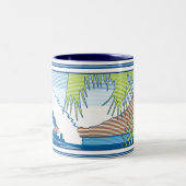 Ala Moana Diamond Head Hawaiian Surf Sign Tweekleurige Koffiemok (Center)