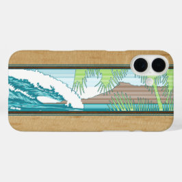 Ala Moana Hawaiian Faux Koa Wood Surf Sign Hoesje- iPhone 16 Plus Hoesje