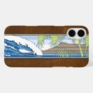 Ala Moana Hawaiian Faux Koa Wood Surf Sign Hoesje- iPhone 16 Plus Hoesje