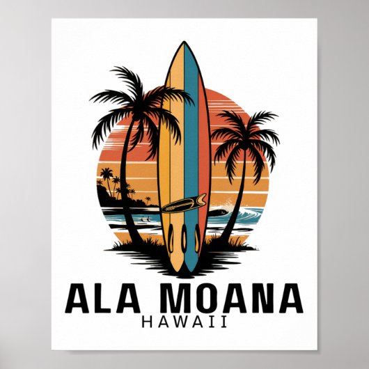 Ala Moana-strand Hawaï surfen surfer _1 Poster (Voorkant)