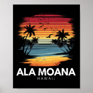 Ala Moana-strand Hawaï Surfplank Surfen Vintage Poster