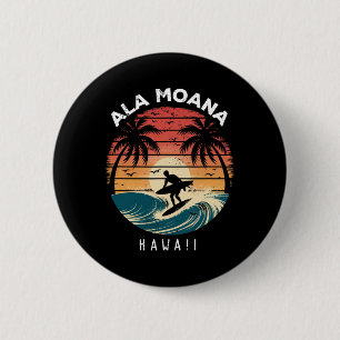 Ala Moana-strand Hawaii Surfplank Golven Strand  Ronde Button 5,7 Cm
