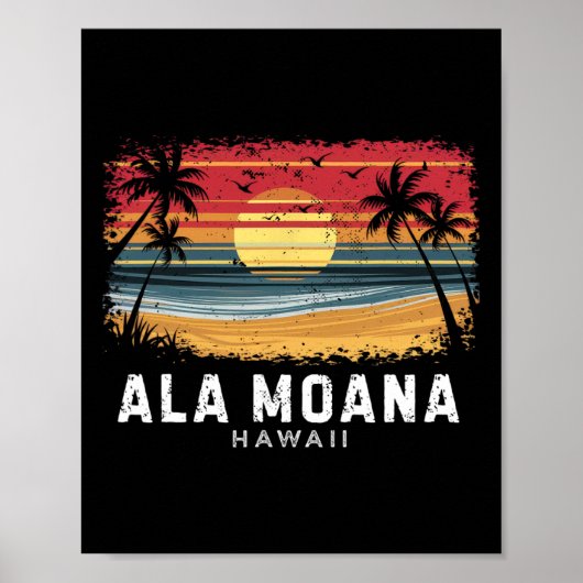 Ala Moana-strand Hawaii Surfplank Strand  Poster (Voorkant)