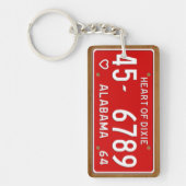 Alabama 1964 Heart of Dixie License Bord Sleutelha Sleutelhanger (Voorkant)