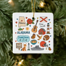 Alabama Aangepaste Familie Reis Kerstmis Keramisch Ornament