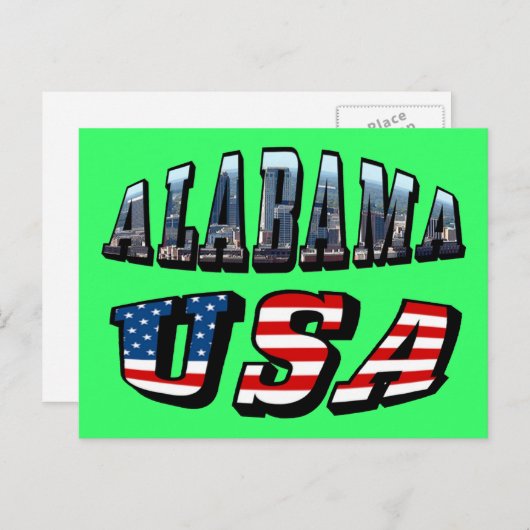 Alabama Afbeelding en Amerikaanse vlag Briefkaart (Voorkant / Achterkant)