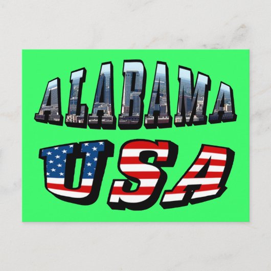 Alabama Afbeelding en Amerikaanse vlag Briefkaart (Voorkant)