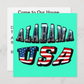 Alabama Afbeelding en Amerikaanse vlag Kaart (Voorkant / Achterkant)