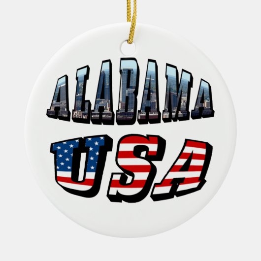 Alabama Afbeelding en Amerikaanse vlag Keramisch Ornament (Voorkant)