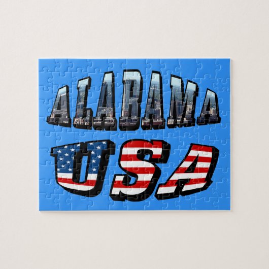 Alabama Afbeelding en Amerikaanse vlag Legpuzzel (Horizontaal)