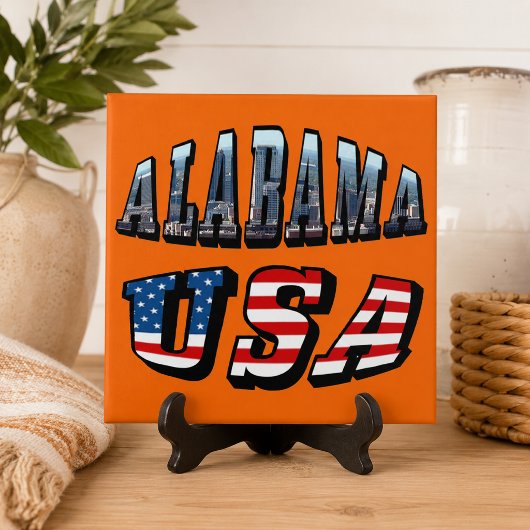 Alabama-afbeelding en Amerikaanse vlag-lettertype Tegeltje