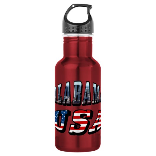 Alabama-afbeelding en Amerikaanse vlag-lettertype Waterfles (Voorkant)