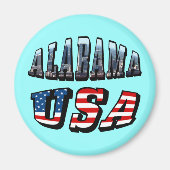 Alabama Afbeelding en Amerikaanse vlag Magneet (Voorkant)