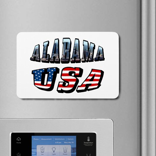 Alabama Afbeelding en Amerikaanse vlag Magneet